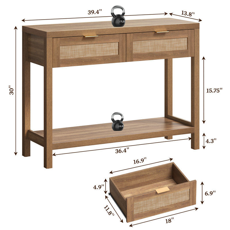 Chada 39.4 " W Console Table, Brown