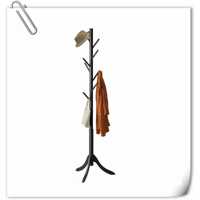 Sestilia Solid Wood Freestanding 8 - Hook Coat Rack