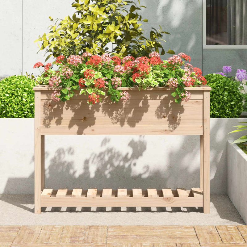Aalap Wood Raised Garden Bed, 81cm H x 111.5cm W x 34.5cm D, Natural Brown