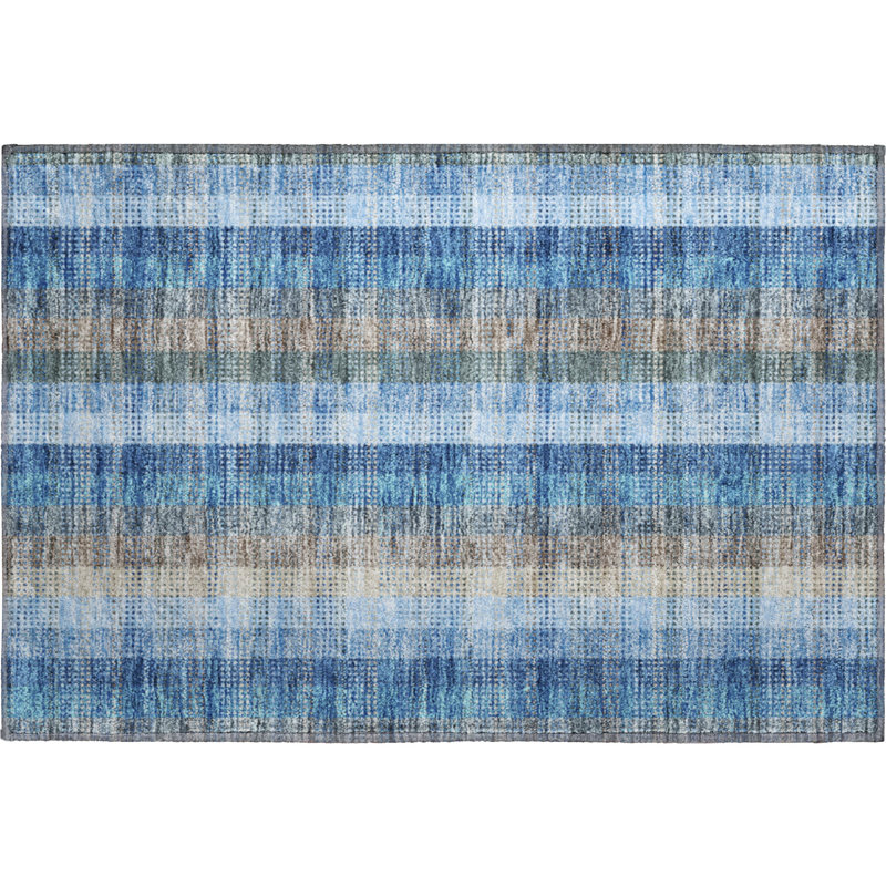 Premium Machine Washable Prisco Denim Rug, Rectangle 1'8" x 2'6"