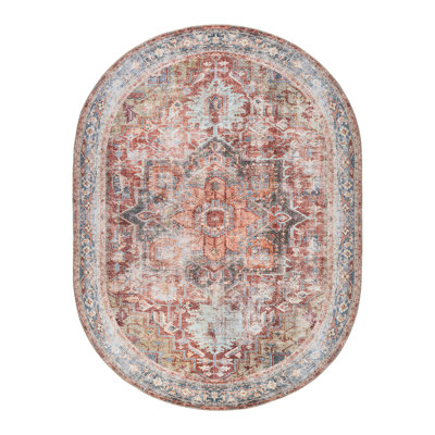 Alice Machine Washable Oriental Flatweave Performance Red/Blue/Ivory Multi Area Rug