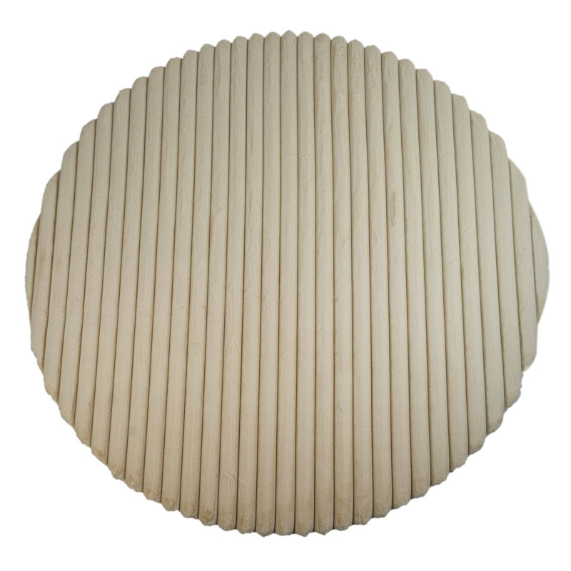 Nickole Collection Beige Ultra Soft Ribbed Faux Fur Area Rug, Round 7'