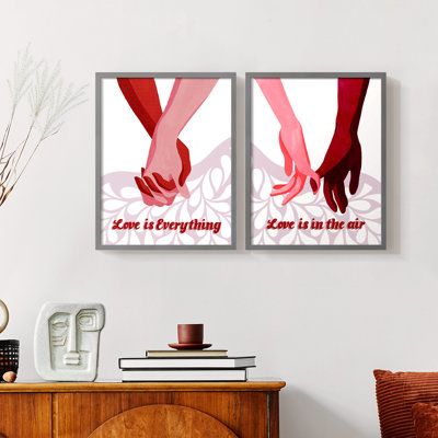 «Groovy Love I», reproduction encadrée de qualité supérieure - prête à être accrochée - aucun clou requis - aucun clou requis