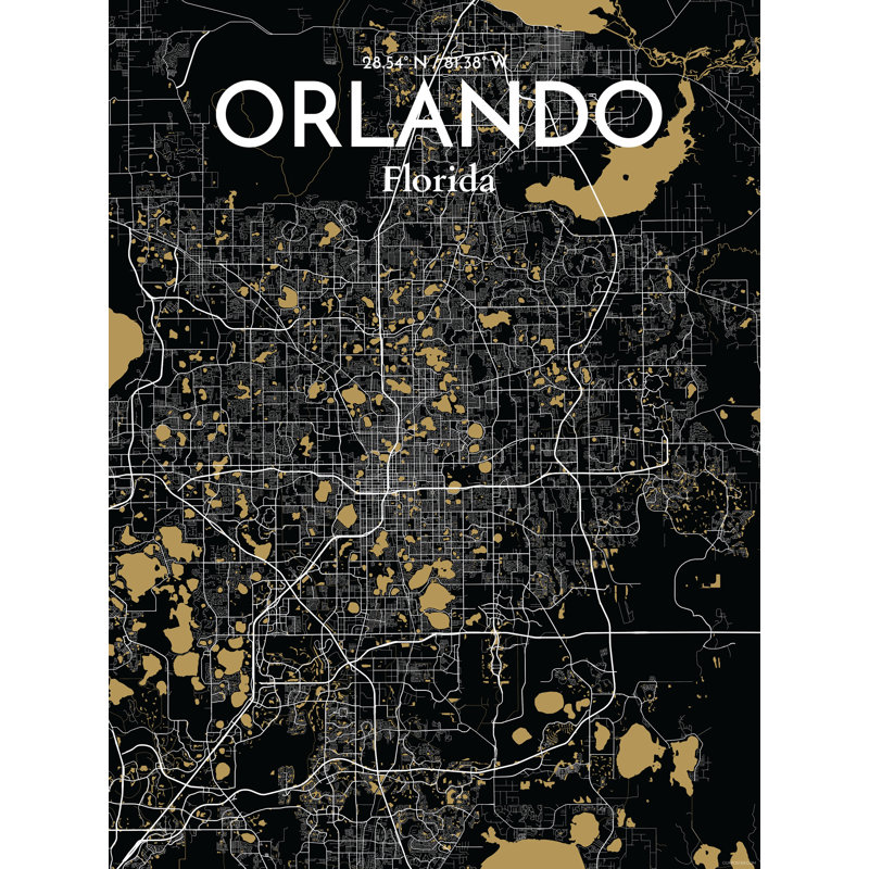 « orlando city map », reproduction d’impression sur affiche en luxe, H 27,6 po x l 19,7 po