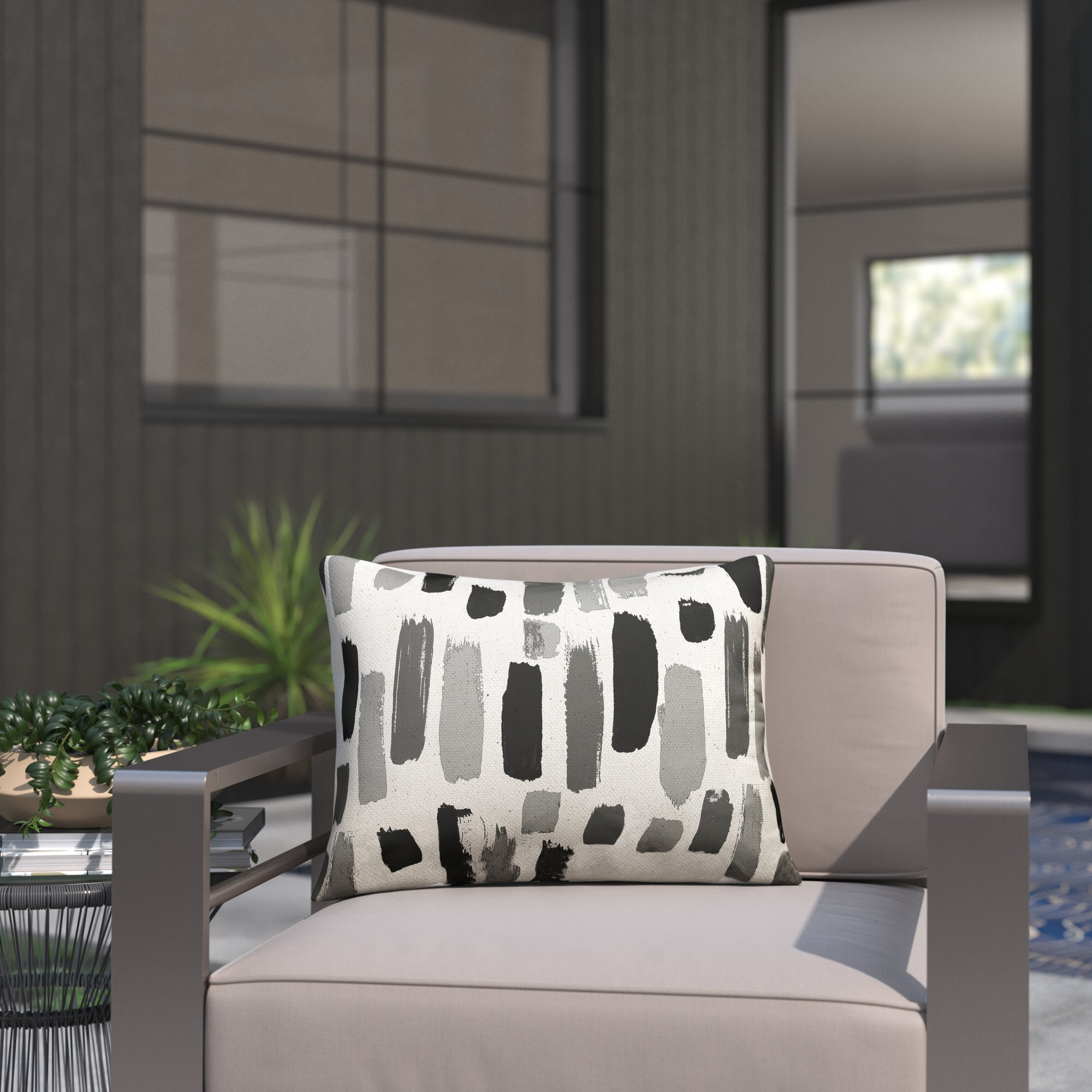 Outdoor/Indoor Kirkland Black Wrought Iron Seat Cushion Set of 2 - Pillow  Perfect
