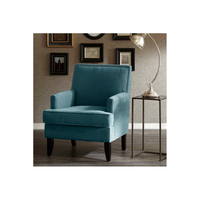 Colton Nailhead Club Chair, Teal Polyester