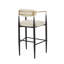 Ensemble de 2 tabourets de bar, tabourets de bar rembourrés à hauteur de comptoir avec dossier et pieds en fer pour îlot de cuisine, assise en tissu beige, capacité de poids de 260 lb-902271504