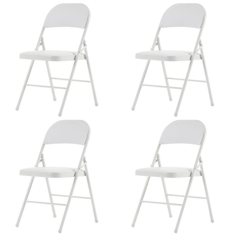 Chaises en fer blanches pliantes élégantes - Sièges de coussin en PVC rembourrés d'éponge pour la maison et les événements