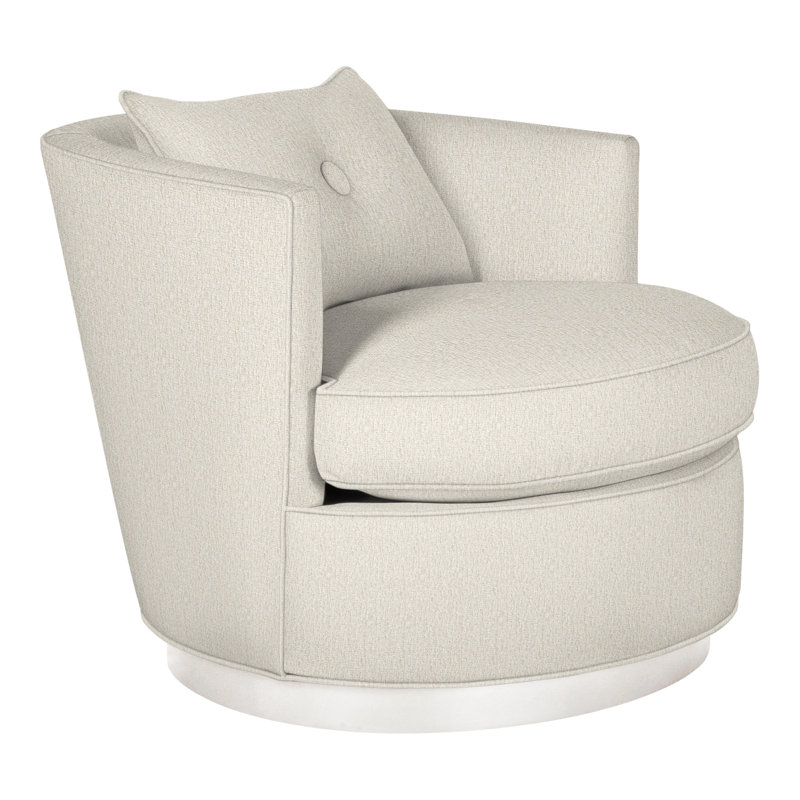 Michael Weiss 34" Bernadette Swivel Chair, Casa Blanca, Nomad Snow Crypton® Chenille