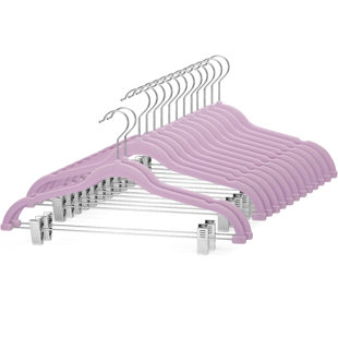 Velvet Skirt Trahern 24 Pack,Purple Velvet Trahern With Clips Ultra Thin Non Slip Velvet Pants Trahern Space Saving Clothes Hanger With Clips, Velvet Clip Trahern For Pants, Skirts, Jeans