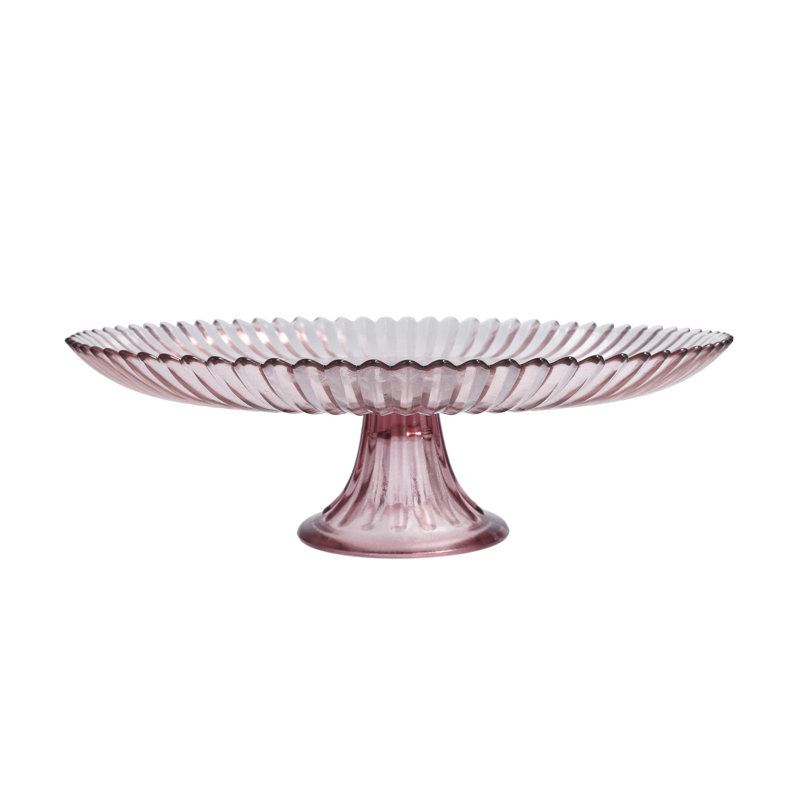 Fortessa Archie Glass, 13 Inch Large Cake Stand, Clear, Pink