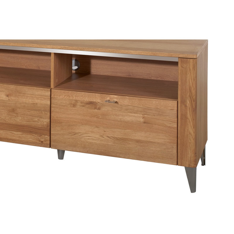Sledmere Manufactured + Solid Oak Wood 2-Drawer TV Unit for TVs up to 70"