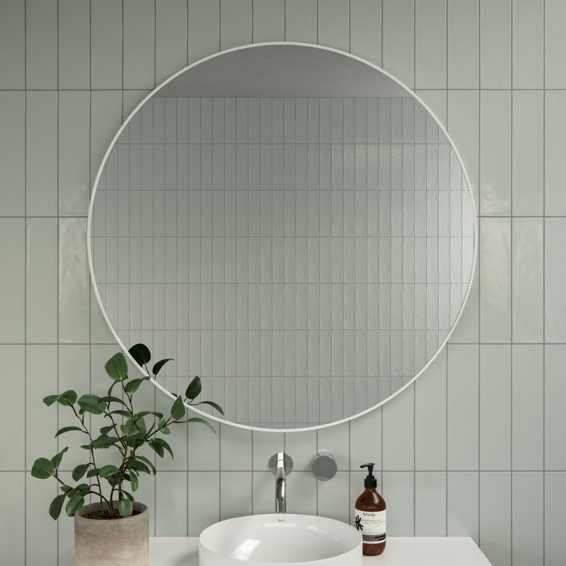 Leia Round Mirror, White, 36" x 36"
