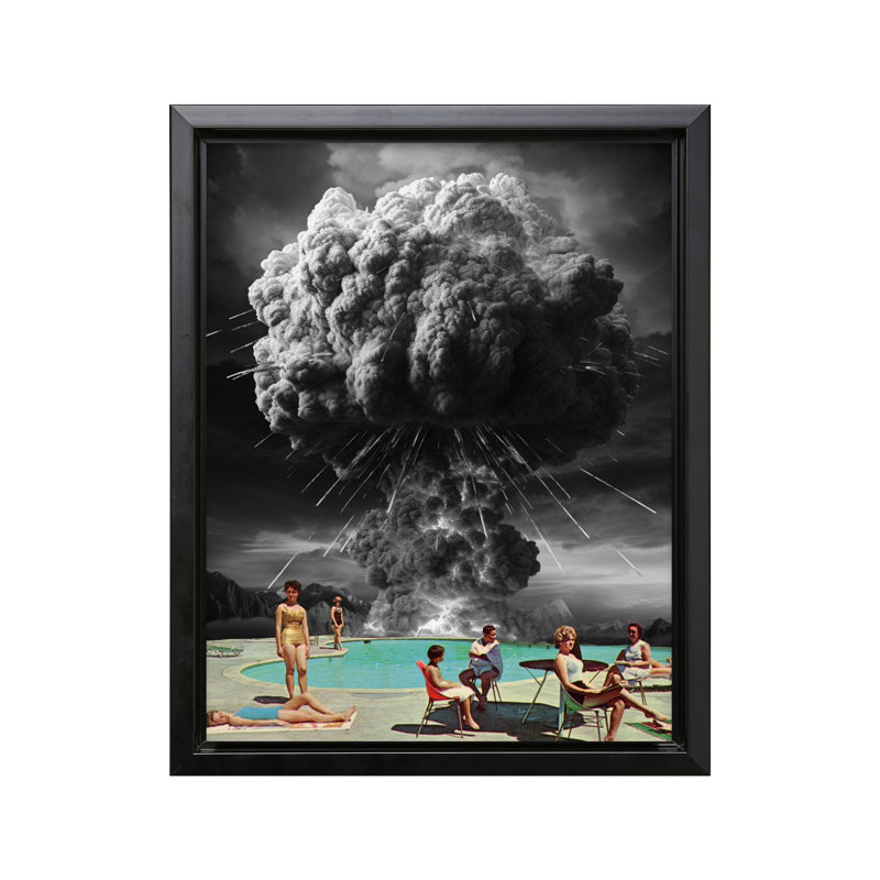 Atomic Bomb Pool Party, 18"H x 24"W, Canvas, Black Framed