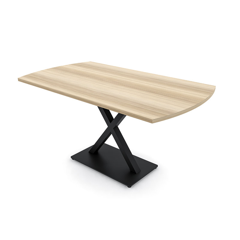 Table de conférence Pavert Arc, Noir mat, Blond blond cendré, H 30 po x l 60 po x P 36 po