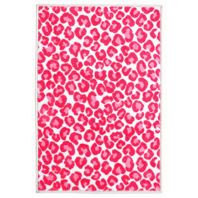 Tapis rouge / beige à imprimé animal, Tapis de couloir 7 pi x 14 pi