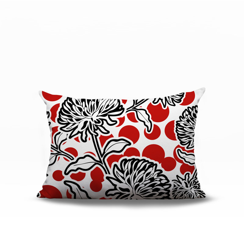 Oreiller rectangulaire réversible intérieur / extérieur Jae, Rectangle H 18 po x l 25 po, Rouge