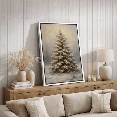 «Snowy Christmas Tree Lights», impression sur toile, impression sur toile encadrée