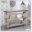 Console rustique à 3 niveaux avec détails d'inspiration gothique, table d'entrée en bois de 47,24 po de long pour le salon et le couloir