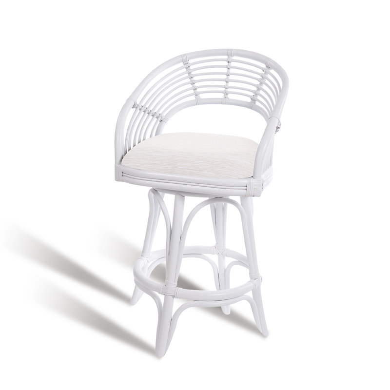 Danetra Swivel Stool, White Beige/White Frame, Counter Stool (27" Seat Height)