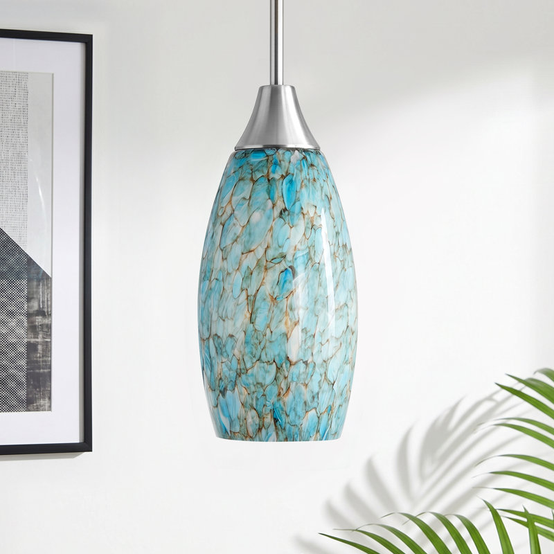 Anamta 1 - Light Single Teardrop Pendant, Turquoise Marble