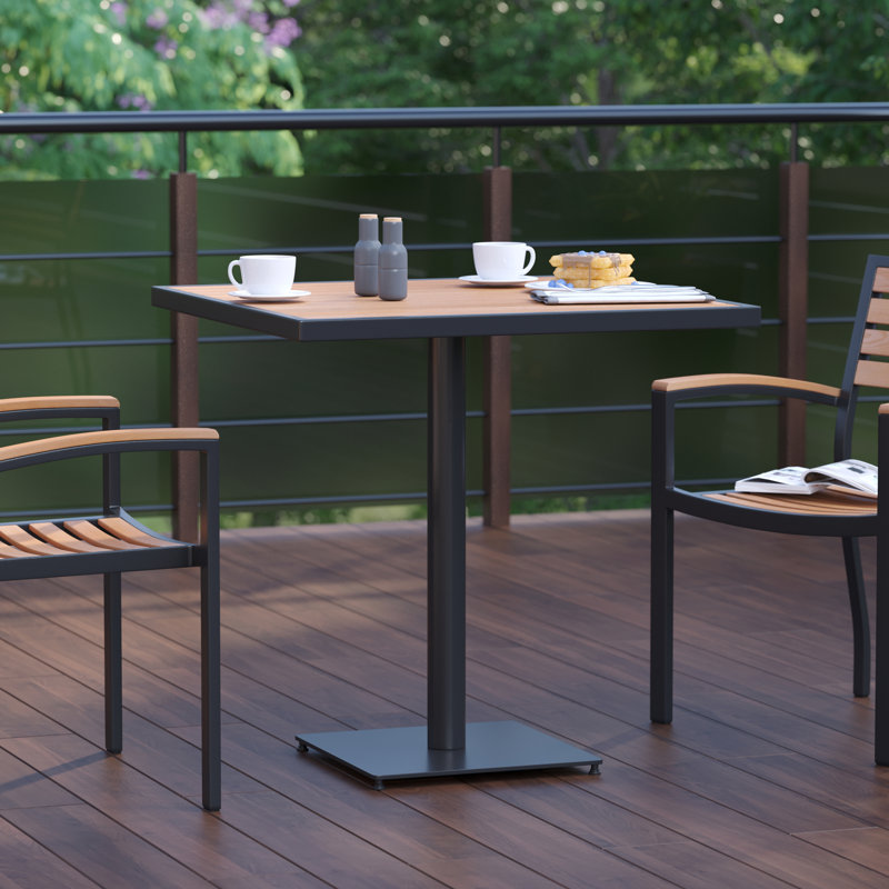 Saville Outdoor Faux Teak Dining or Patio Table with Poly Slats, Teak