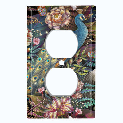 Beautiful Peacock Flower Garden 1 - Gang Duplex Outlet Standard Wall Plate