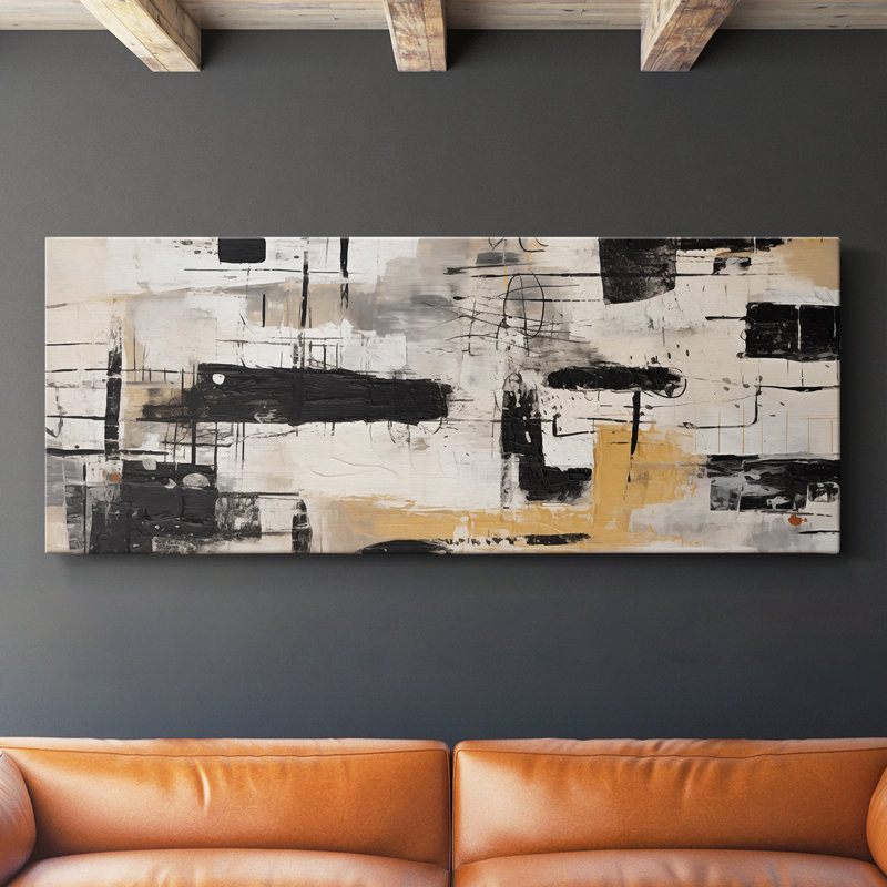 Toile tendue avec châssis abstrait, série # 4 XXVII, H 20 po x l 50 po
