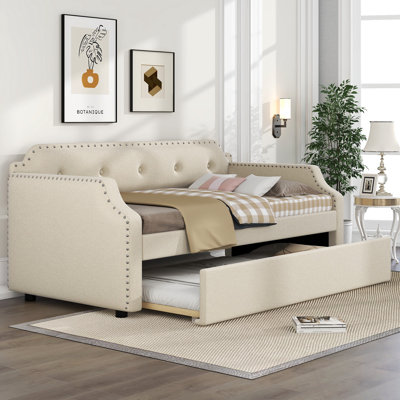 Twin Size Upholstered Daybed with Trundle