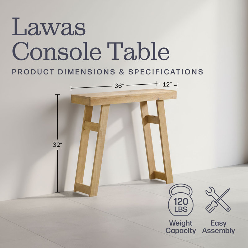  Table console en bois massif Furniture Lawas, H 5,31 po x l 39,57 po x P 15,55 po, Chêne clair