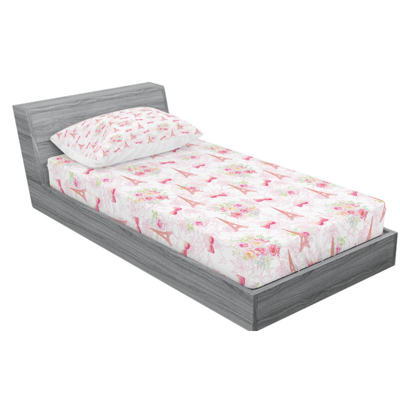 Microfiber Floral Sheet Set, Twin XL Sheet Set + Fitted Sheet + 1 Pillowcase