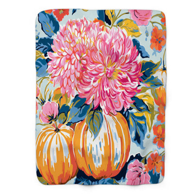 Motif de citrouille vif - couverture sherpa de qualité supérieure 1 pièce
