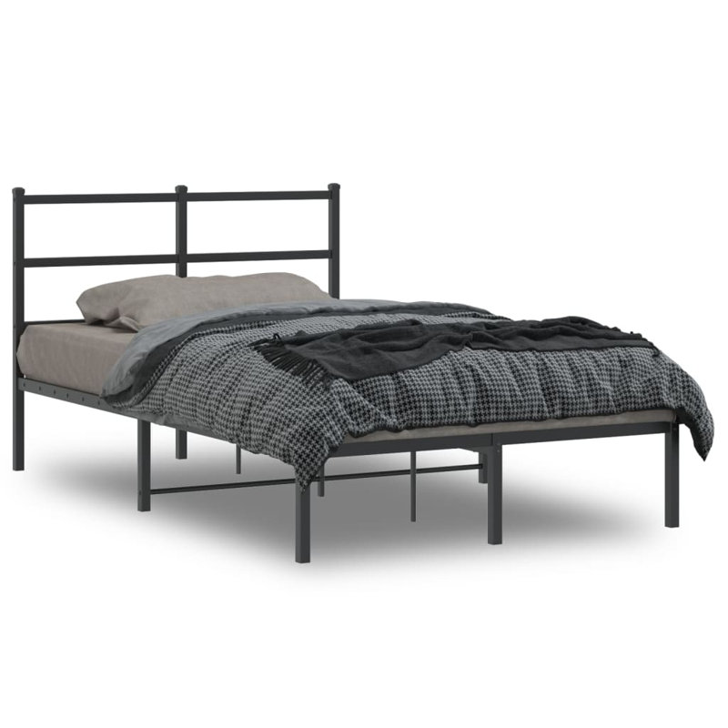 Metal Bed, Black, Small Double (4')