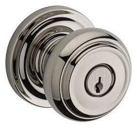Traditional Keyed Door Knob with Traditional Round Rose, Polished Nickel, Keyed Alike, Yes