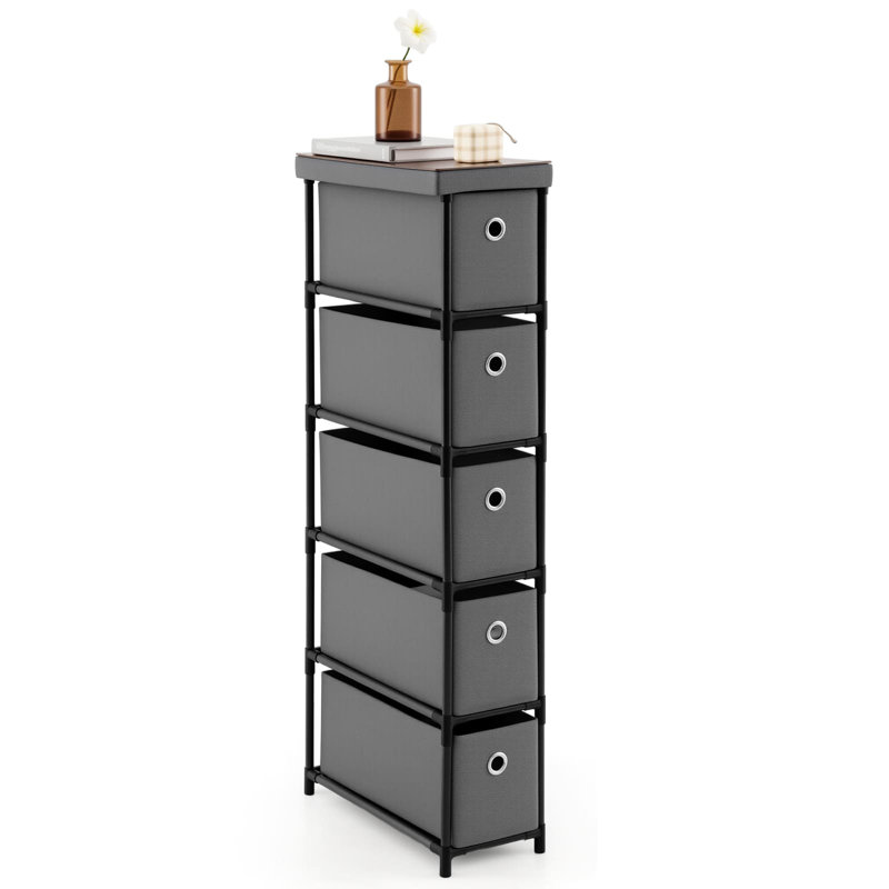 40 cm W Chest of 5 Drawers, Grey