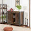 Buffet industriel avec portes de grange coulissantes, bar à café rustique brun de 35,5 po et buffet de rangement pour le salon