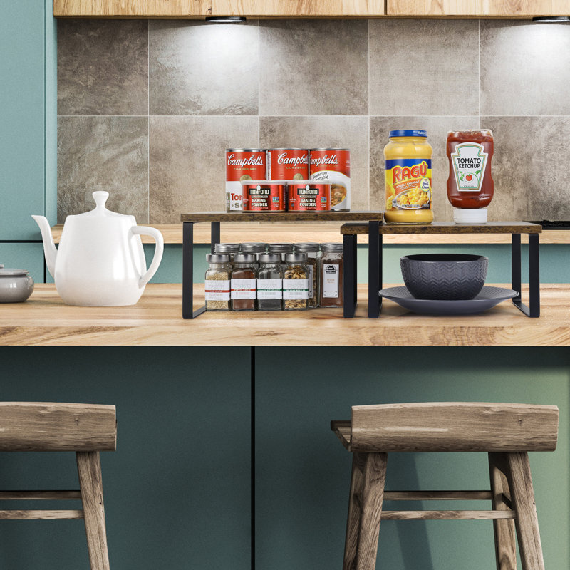 Ensemble de 4 tablettes d'appoint, Brun foncé / noir