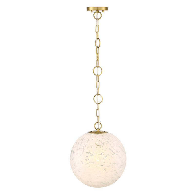 Luminaire suspendu sphérique en or brossé à 1 lumière Blumefield