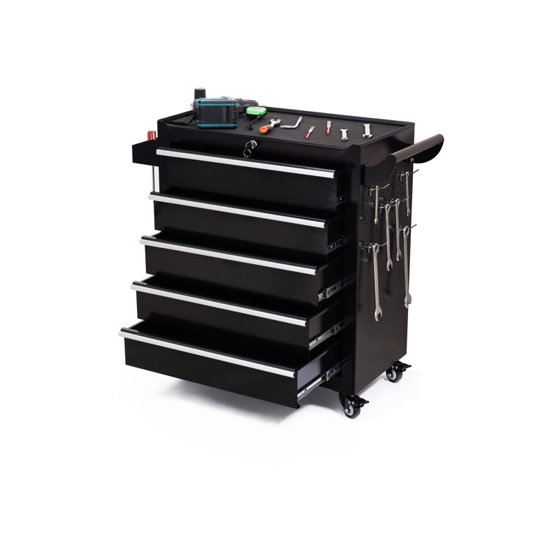  5 Drawer Rolling Tool Cabinet with Lockable Storage and Wheels, Blue
