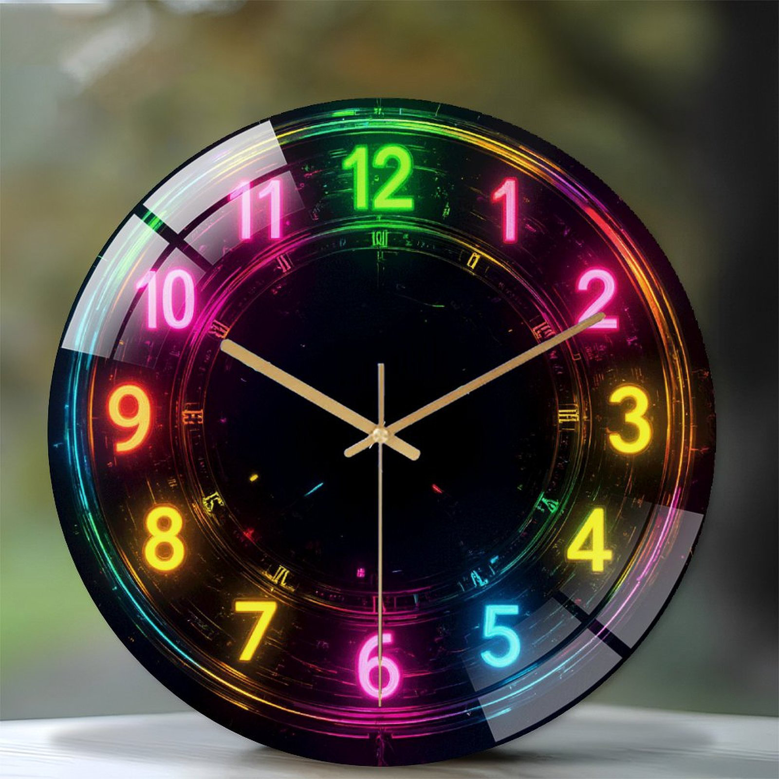 Wrought Studio™ 12" Round Tempered Glass Wall Clock with Silent Quartz ...