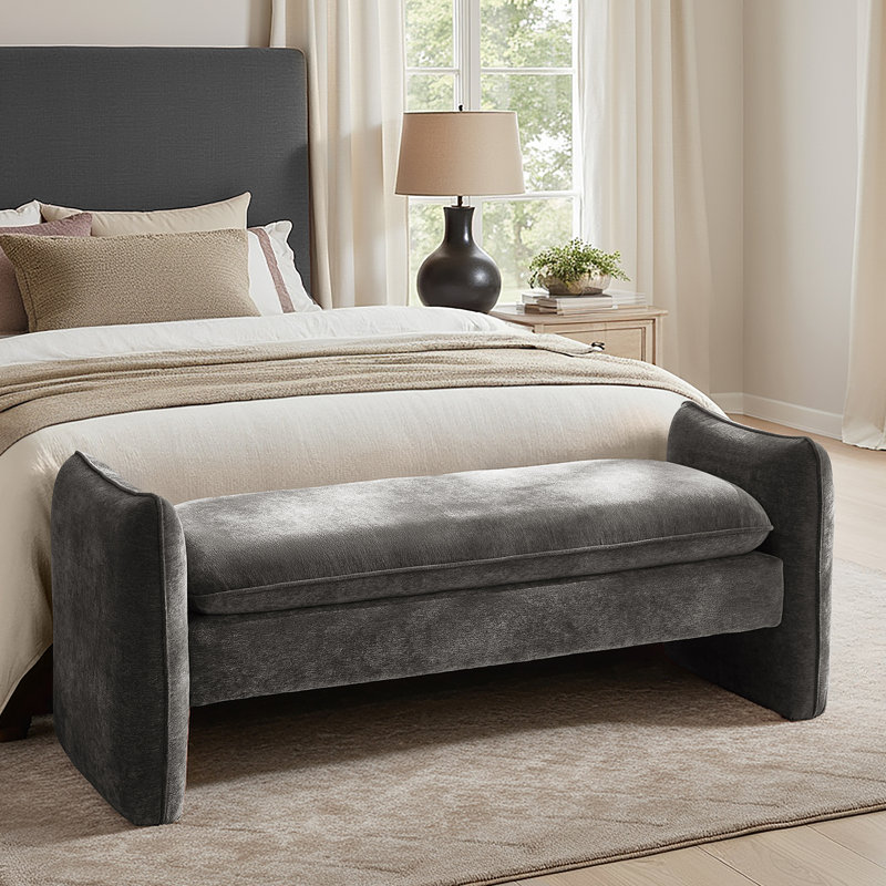 Banc rembourré Ella, Gris