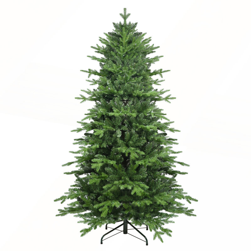 Arbre de Noël 7,5 pi en PVC vert + PE avec 2856 pointes - Arbre à charnières plein et luxuriant, assemblage facile, conception d'aiguille mixte réaliste, idéal pour un décor festif