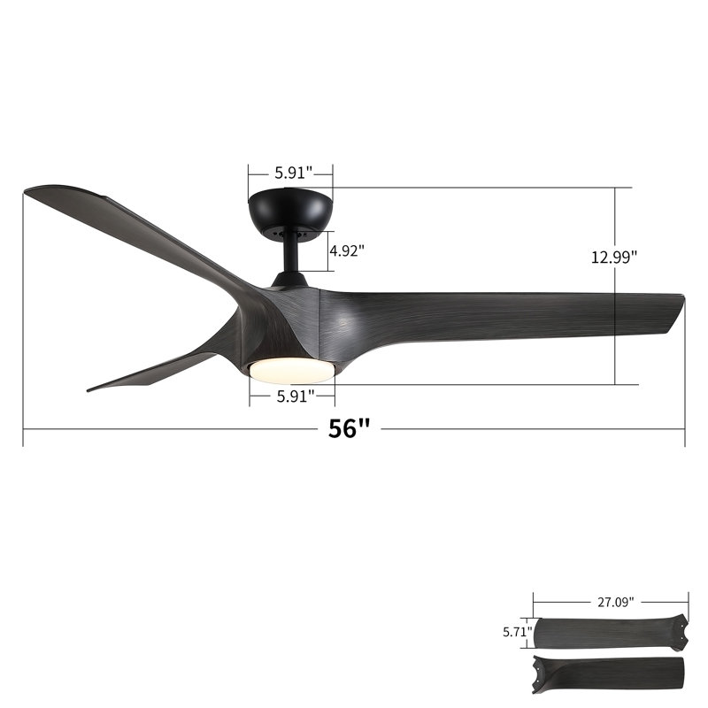Ventilateur de plafond réversible 56 po avec pales en ABS gris foncé Modern Farmhouse