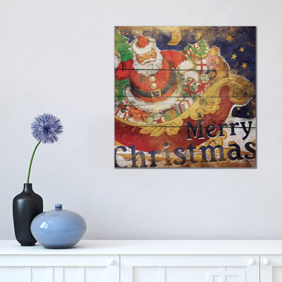 Santa Christmas 1 Piece Wrapped Canvas Wall Art