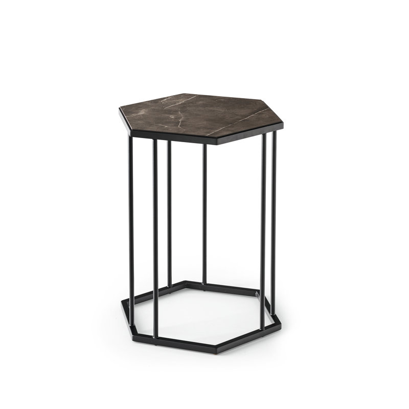 Renee Hexagonal End Table with Metal Frame
