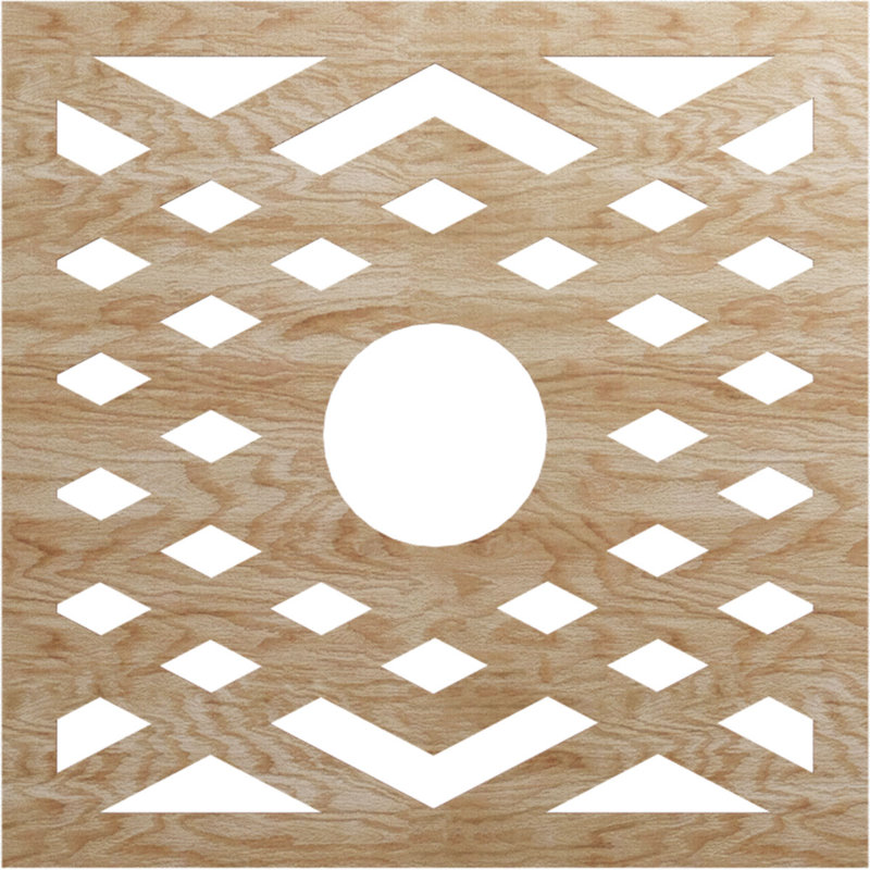 Médaillon de plafond à chevrons, Chêne rouge, H 38 po x l 38 po x P 0,25 po