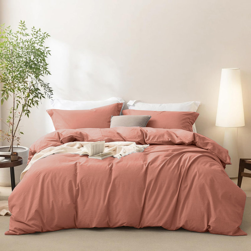 Ensemble de housse de couette unie 3 pièces - Literie 100% microfibre soyeuse avec taies d'oreiller, lavable à la machine