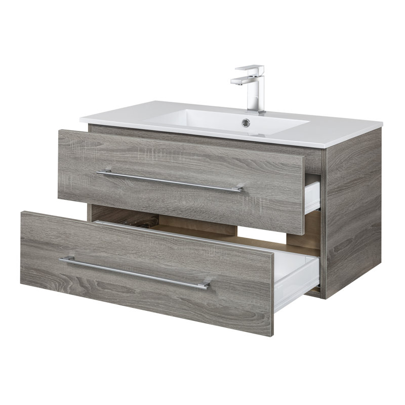 Kato 36" Single Sink Bathroom Vanity with Cultured Marble Top, Biege