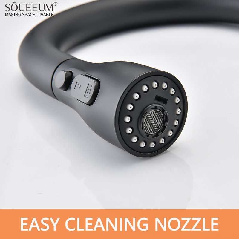 SOUEEUM Pull Down Kitchen Faucet, Black