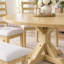Ensemble de salle à manger extensible Cavressa 6 pièces, table à pied centrale en bois naturel avec rallonge amovible de 45 cm, 4 chaises à dossier échelle et banc de 112 cm-611896036